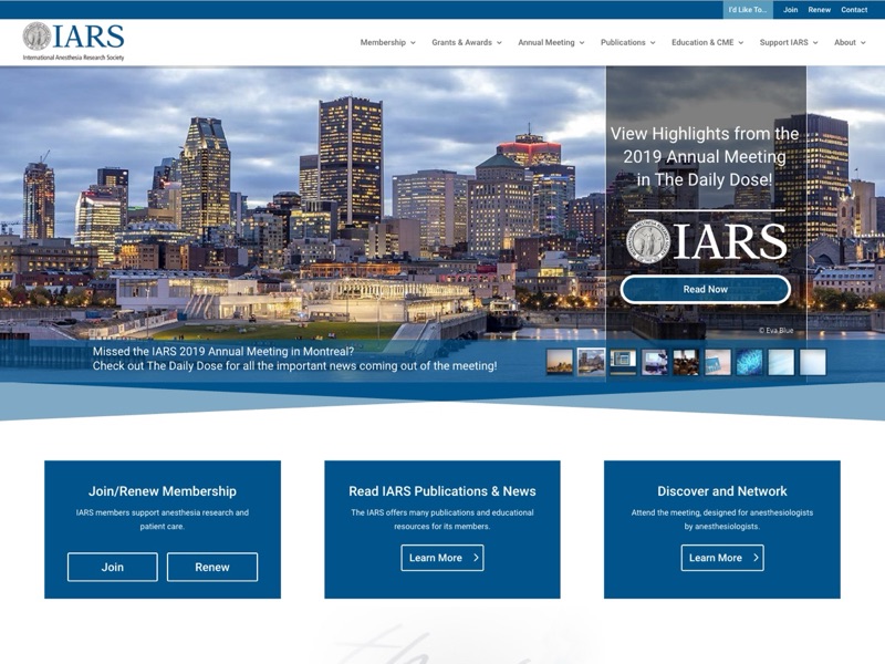 International Anesthesia Research Society website screenshot